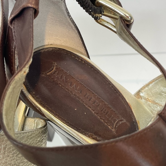 BROWN AND GOLD STRAPPY HEEL - Picture 4 of 7